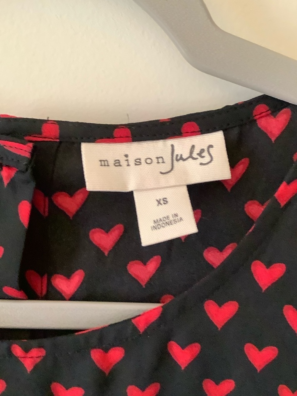 Maison Jules Black Blouse with Pink Heart Print - Picture 4 of 7